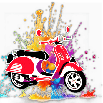 Colorful Vespa Motorcycle Transparent Background Ai Generative png