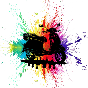 Colorful Vespa Motorcycle Transparent Background Ai Generative png