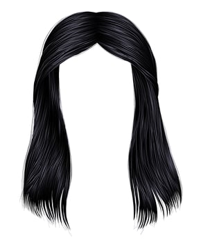 trendy woman long hairs brunette black colors .  beauty fashion .  realistic  graphic 3d vector