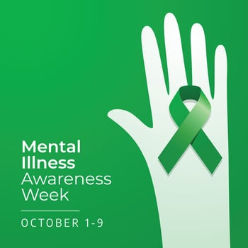 mental illness awareness week design template good for celebration. flat ribbon design. green ribbon design. banner template. eps 10. vector