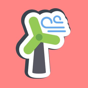 Sticker wind turbine. Ecology and environment elements. Good for prints, posters, logo, infographics, etc. vector