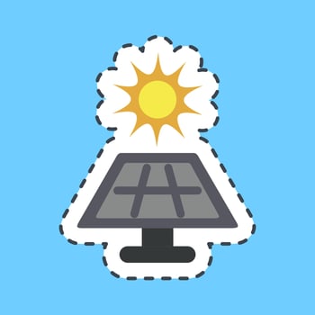 Sticker line cut solar energy panel. Ecology and environment elements. Good for prints, posters, logo, infographics, etc. vector