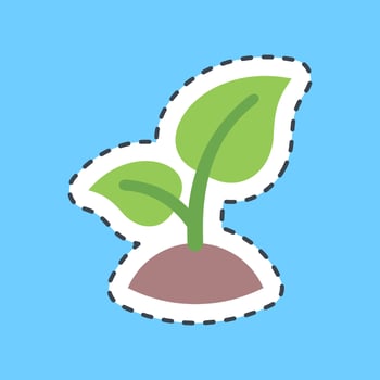 Sticker line cut plant. Ecology and environment elements. Good for prints, posters, logo, infographics, etc. vector