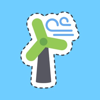 Sticker line cut wind turbine. Ecology and environment elements. Good for prints, posters, logo, infographics, etc. vector
