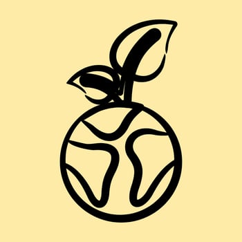 Icon plants grow on earth. Ecology and environment elements. Icons in hand drawn style. Good for prints, posters, logo, infographics, etc. vector