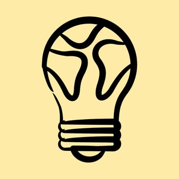 Icon earth shape bulb. Ecology and environment elements. Icons in hand drawn style. Good for prints, posters, logo, infographics, etc. vector