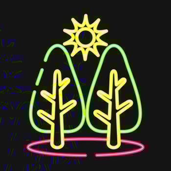 Icon forest. Ecology and environment elements. Icons in neon style. Good for prints, posters, logo, infographics, etc. vector
