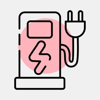 Icon electric vehicle charging station. Ecology and environment elements. Icons in color spot style. Good for prints, posters, logo, infographics, etc. vector