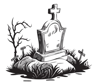 Tombstone grave cartoon hand drawn sketch Halloween illustration vector