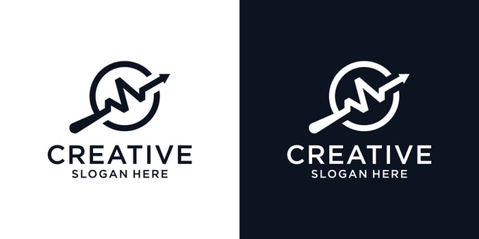 magnifying glass analysis growth financial logo vector