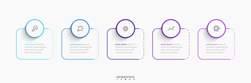 Vector Infographic label design template with icons and 5 options or steps. Can be used for process diagram, presentations, workflow layout, banner, flow chart, info graph.