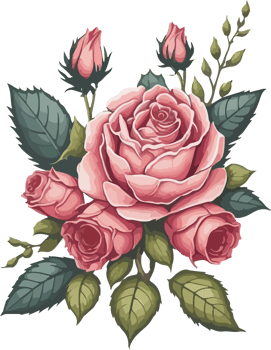 A Rose Flower Clipart Ornament with AI Generative png