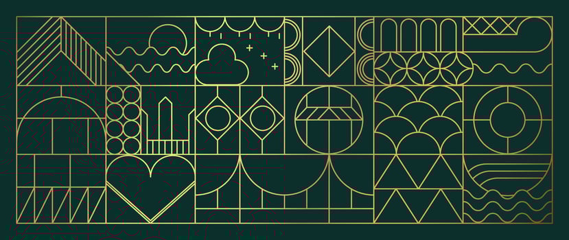 Luxury geometric gold line art and art deco background vector. Abstract geometric frame and elegant art nouveau with delicate. Illustration design for invitation, banner, vip, interior, decoration. vector