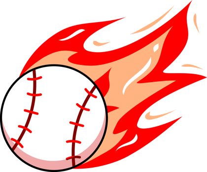 White baseball sport flying with burning fire png