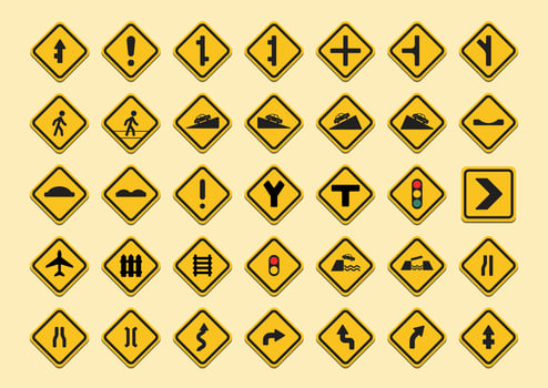Traffic Sign Flat Icon Collection vector
