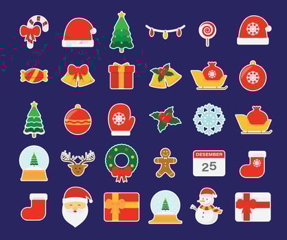 Christmas Line Filled Collection vector