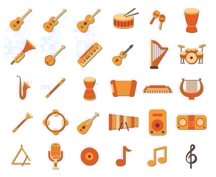 set of musical instruments flat icon vector