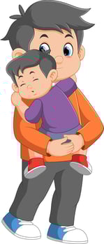 Dad carrying his son to sleep vector