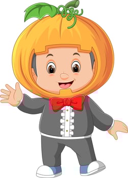 Cute Kid Wearing Pumpkin Costume vector