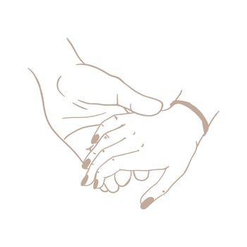 Man holding girl's hand icon. Simple linear emblem of couple relationship, family and friendship vector