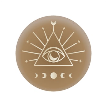 Eye in triangle and moon phase highlights for social media. Line drawing esoteric, magical, mystical vector