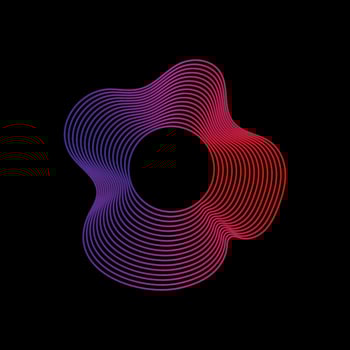Wavy linear abstract sound wave. Neon round music sound wave for equalizer. Radial sound wave curve with light particles. Clipart of colorful radio frequency sound lines. Vector illustration