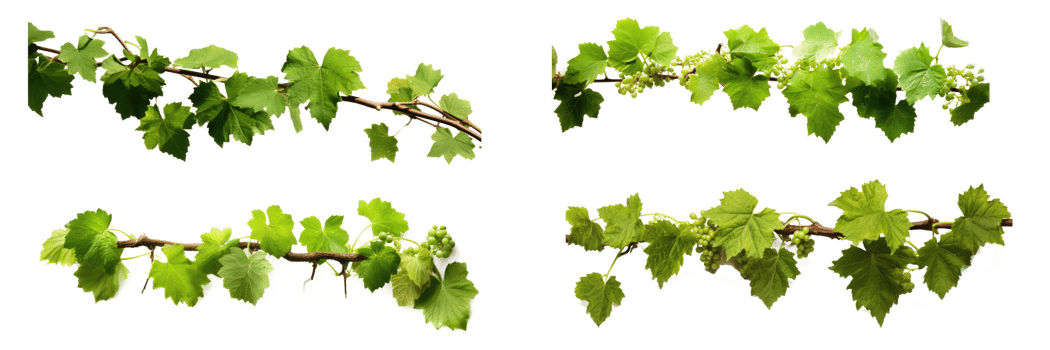 Grape leaves vine plant hanging branch grapevine with tendrils . AI Generated png
