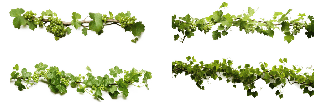 Grape leaves vine plant hanging branch grapevine with tendrils . AI Generated png