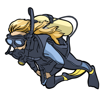 scuba diving girl under water clipart png