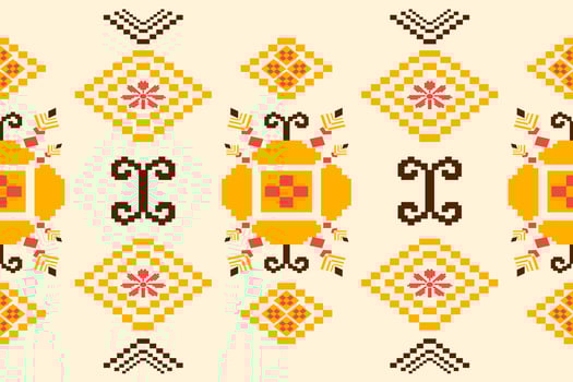 Beautiful floral cross stitch embroidery on white background.geometric ethnic oriental seamless pattern traditional.Aztec style abstract vector.design for texture,fabric,clothing,wrapping,carpet,print vector