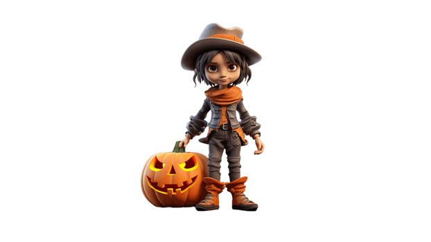 a cartoon character with a pumpkin on his head illustration png