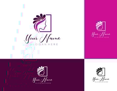 Vector image. Logo for business in the industry of beauty, health, personal hygiene. Beautiful image of a female face. Linear stylized image. Logo of a beauty salon, health industry, makeup artist.