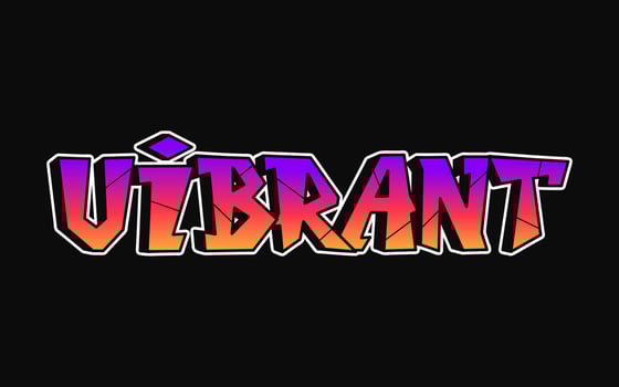 Vibrant - single word, letters graffiti style. Vector hand drawn logo. Funny cool trippy word Vibrant, fashion, graffiti style print t-shirt, poster concept