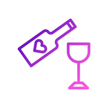 Wine love Icon gradient purple pink style valentine illustration symbol perfect. vector