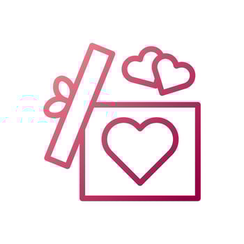 Gift love icon gradient white red style valentine illustration symbol perfect. vector