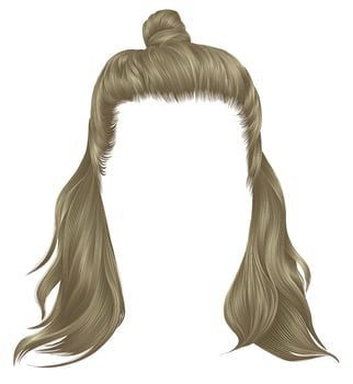 trendy hairs  blond colors . kare with hun. beauty fashion.HALF-BUN vector