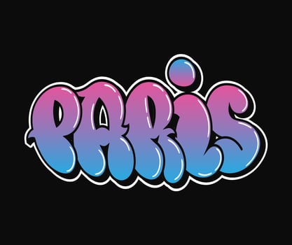 Paris - single word, letters graffiti style. Vector hand drawn logo. Funny cool trippy word Paris, fashion, graffiti style print t-shirt, poster concept