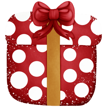 Christmas new year gift box with red bow gold stripe and ribbon isolated on transparent background png