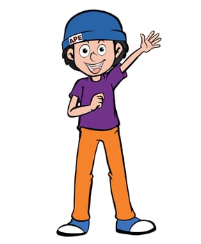 cute little kid jump and feel happy vector