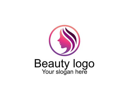 Vector image. Logo for business in the industry of beauty, health, personal hygiene. Beautiful image of a female face. Linear stylized image. Logo of a beauty salon, health industry, makeup artist.