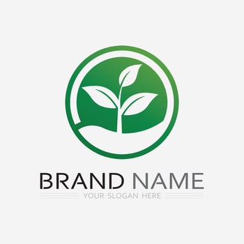 Gardening logo with shovel icon and tree with green leaves logo template. vector
