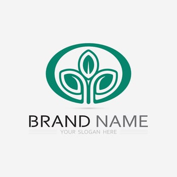 Gardening logo with shovel icon and tree with green leaves logo template. vector