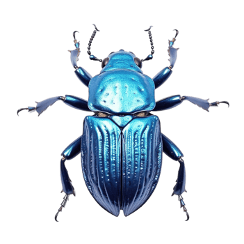 Shiny blue beetle isolated on transparent background. PNG file, cut out. AI Generated