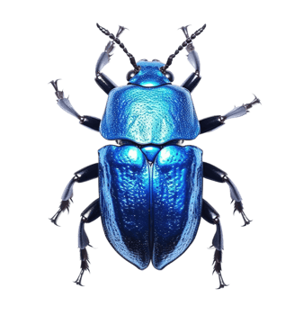 Shiny blue beetle isolated on transparent background. PNG file, cut out. AI Generated