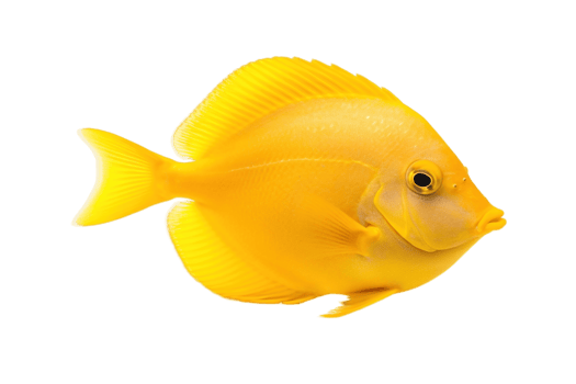 Yellow tang fish isolated on transparent background. PNG file, cut out. AI Generated