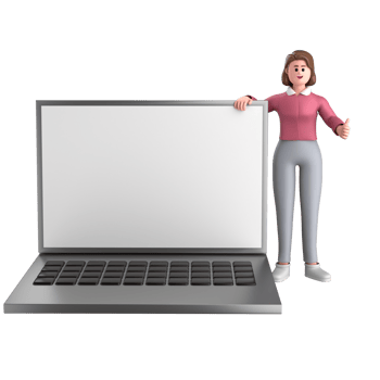 3d black business woman executive wearing a green suit pose standing with laptop, tablet, mobile phone, megaphone, 3d rendering png