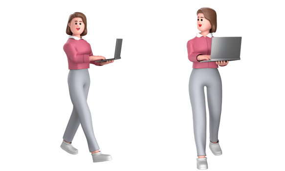 3d black business woman executive wearing a green suit pose standing with laptop, tablet, mobile phone, megaphone, 3d rendering png