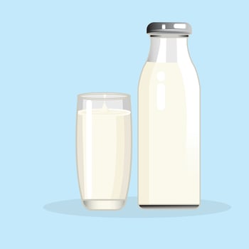 Illustration vector graphic of glass and bottle milk
