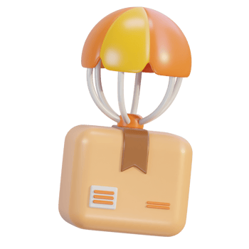 3d Package with air balloon delivery icon png