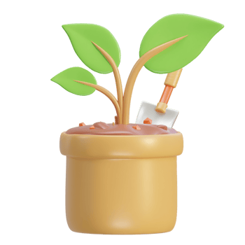 3d fertilizer bag with soil and tree icon png